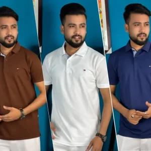 Tommy 3pcs Polo- Coffee, White & Navy Blue
