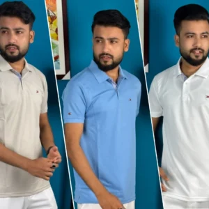 3pcs Polo-Cream White, Sky Blue & White