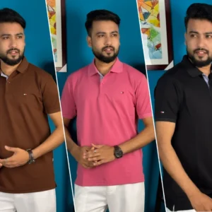 3pcs Polo-Coffee, Light Pink & Black