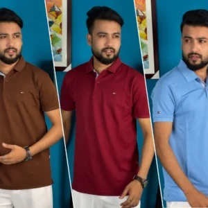 3pcs Polo-Marron, Coffee & Sky Blue
